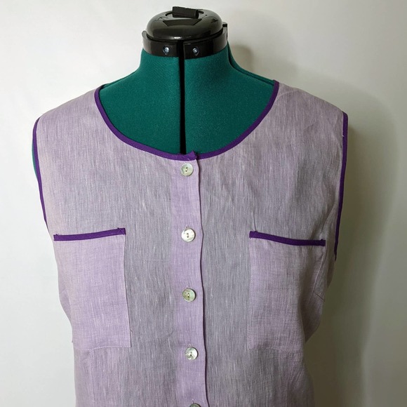 JSong Linen Sleeveless Lilac and Purple Blouse Size 18 NWOT - Picture 3 of 7